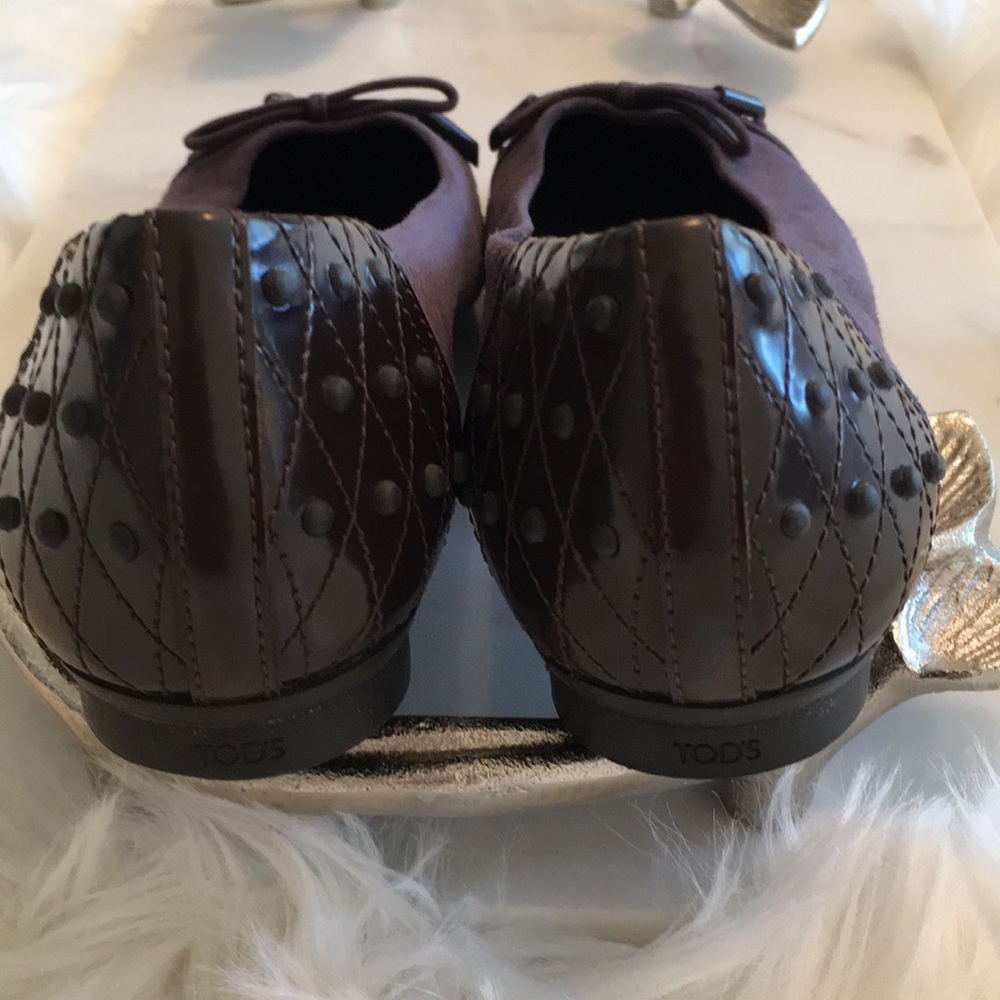 Tod’s Purple Suede/Leather Ballet Flat Shoes - Picture 6 of 16